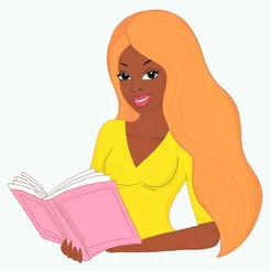 Free book club clipart of a black woman reading